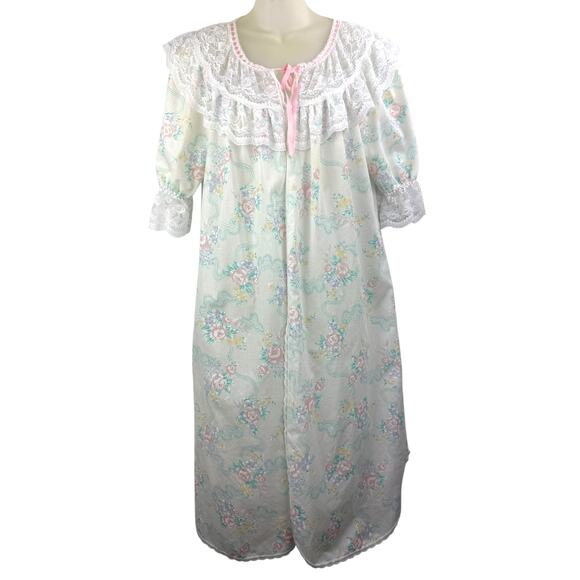 1970's SEARS APOSTROPHE floral lace summer robe - Picture 6 of 8